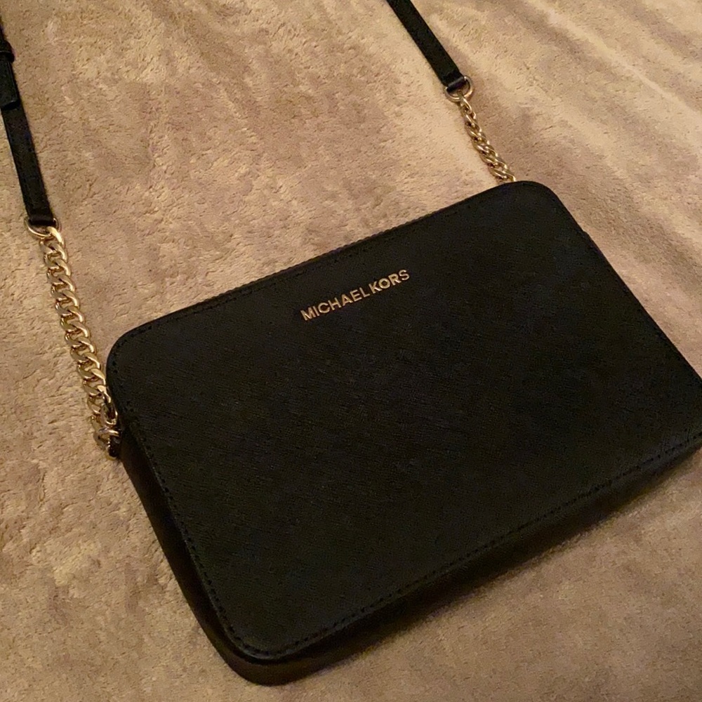 Black leather Michael Kors crossbody bag